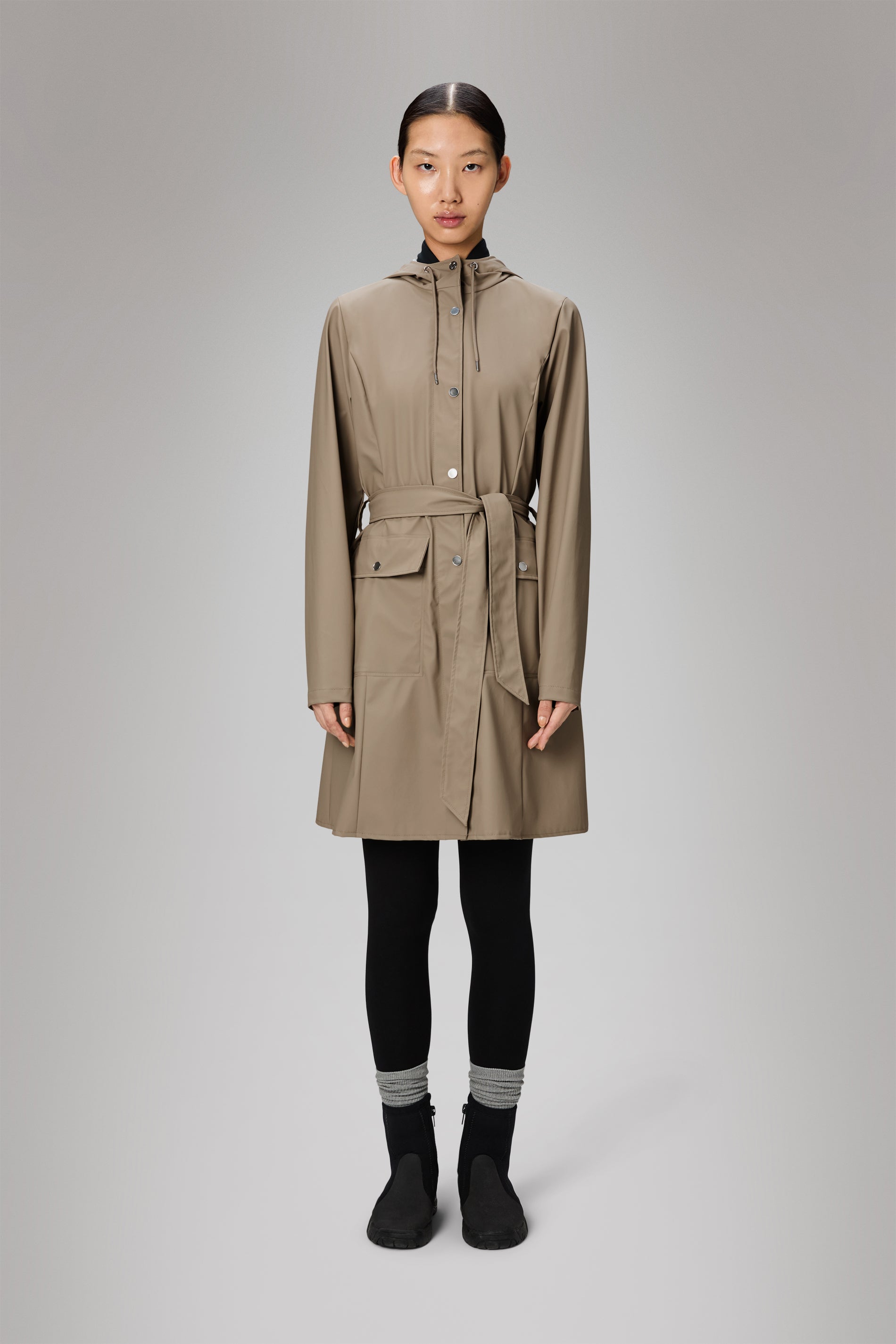 Rains Curve Long Jacket
Beige Jacket